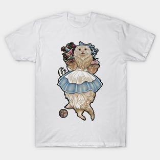 Ferret Alice In Wonderland With Tea Cups - Black Outlined Version T-Shirt